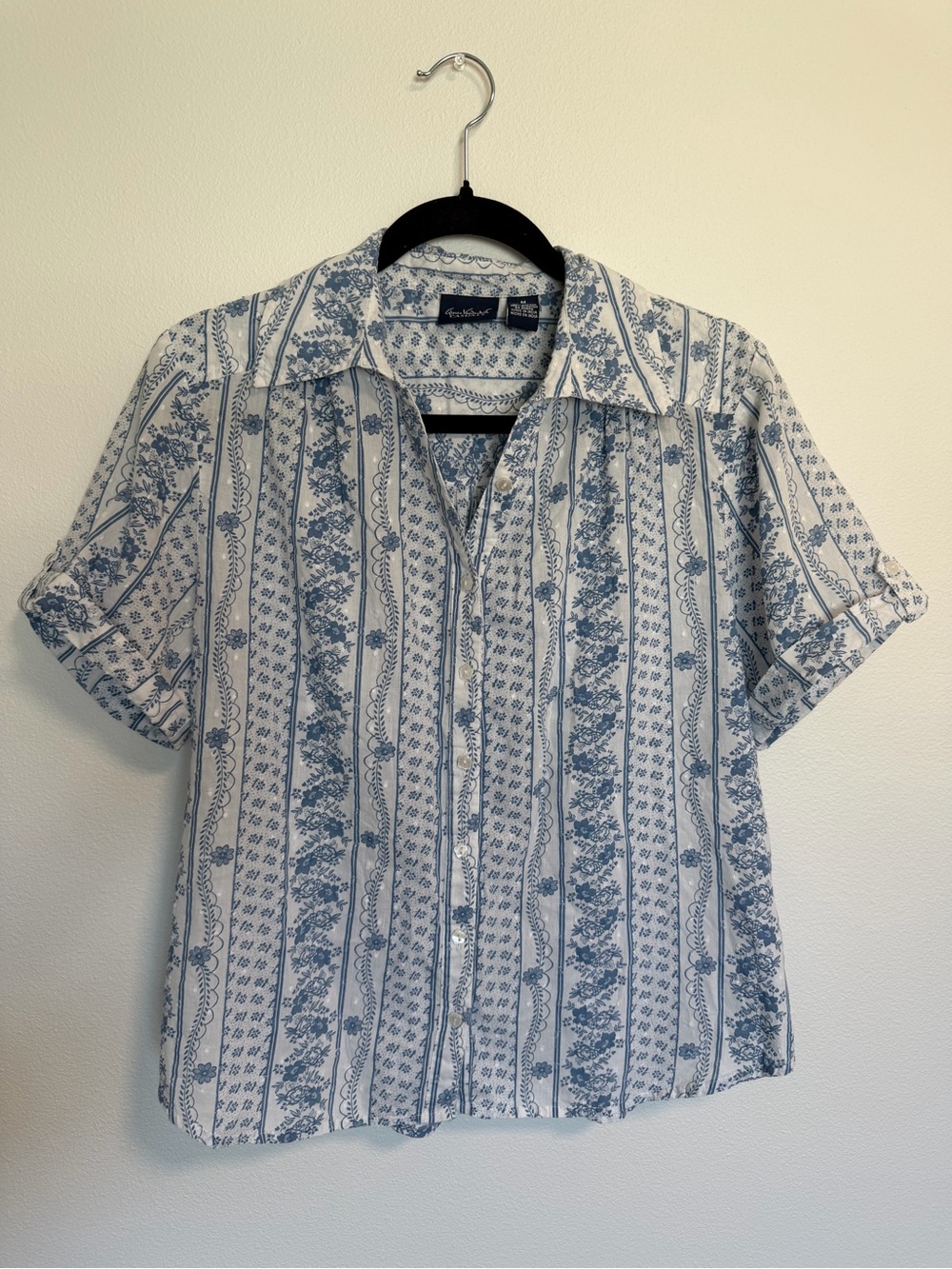 Blue Floral Stripe Women’s Shirt